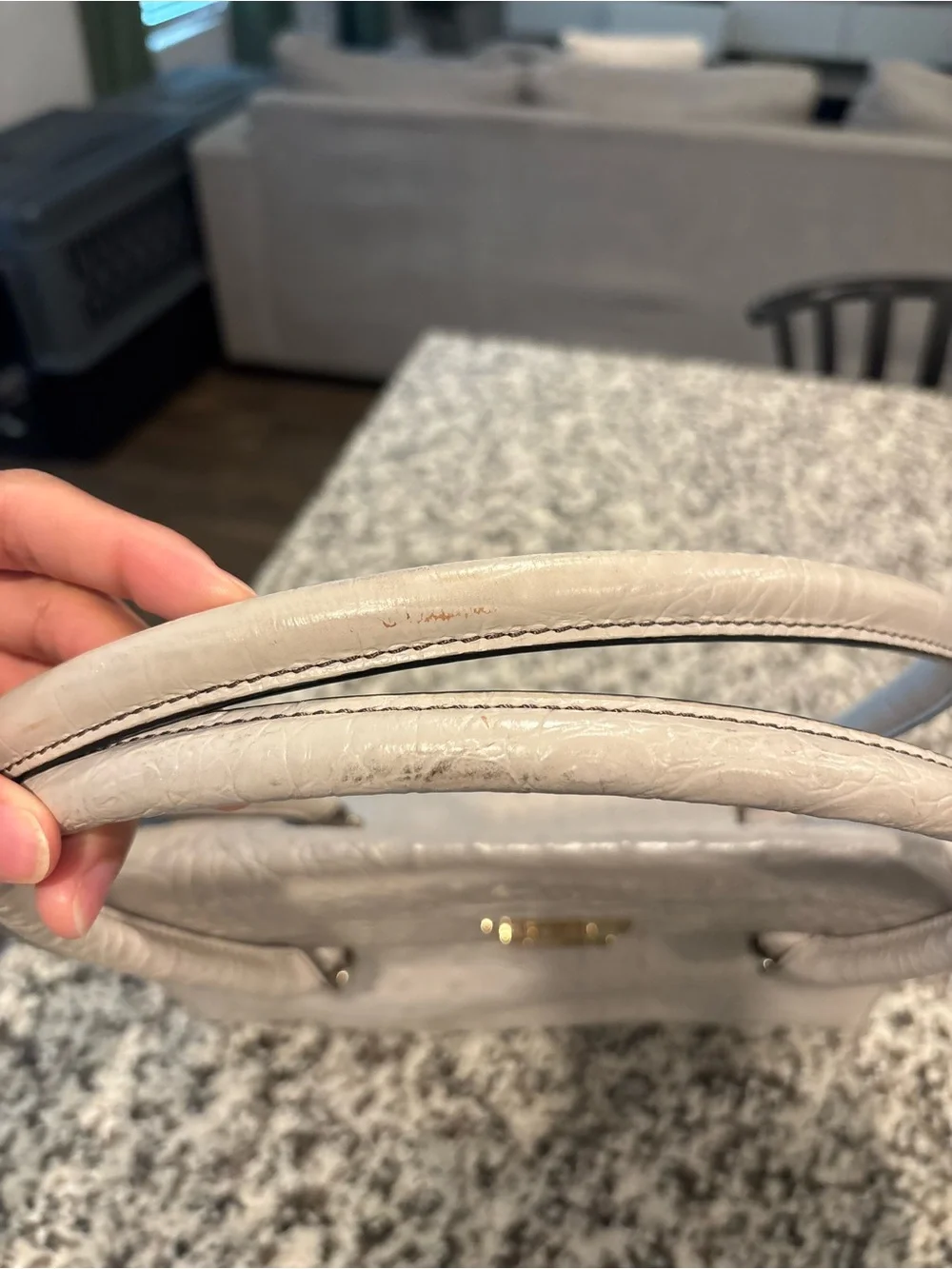 Kate Spade Croc-Embossed Leather Handbag | White/Cream | Medium